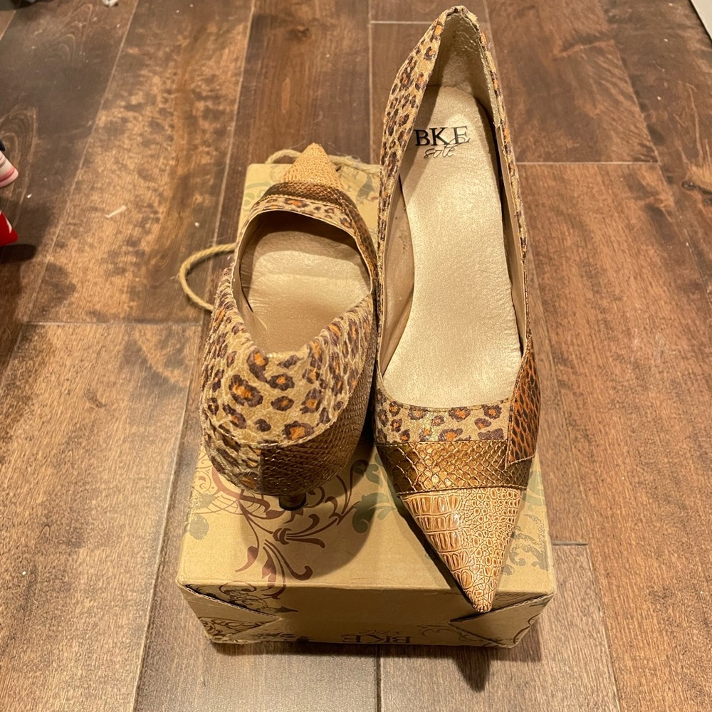 BKE leopard and snake skin 2” heel. Multi colored. Lightly worn. Size 10.